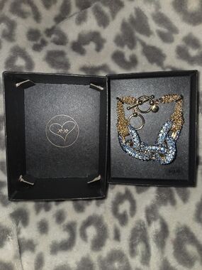 Target Gold-Tone Chain Bracelet with Blue Crystal Accents - Women Jewelry